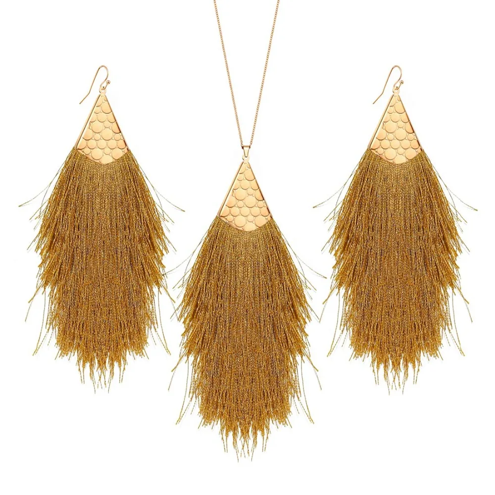 Hesiod массивное ожерелье s Модные африканские Ювелирные наборы для свадеб кожаное ожерелье с кисточкой набор сережек золотая цепочка