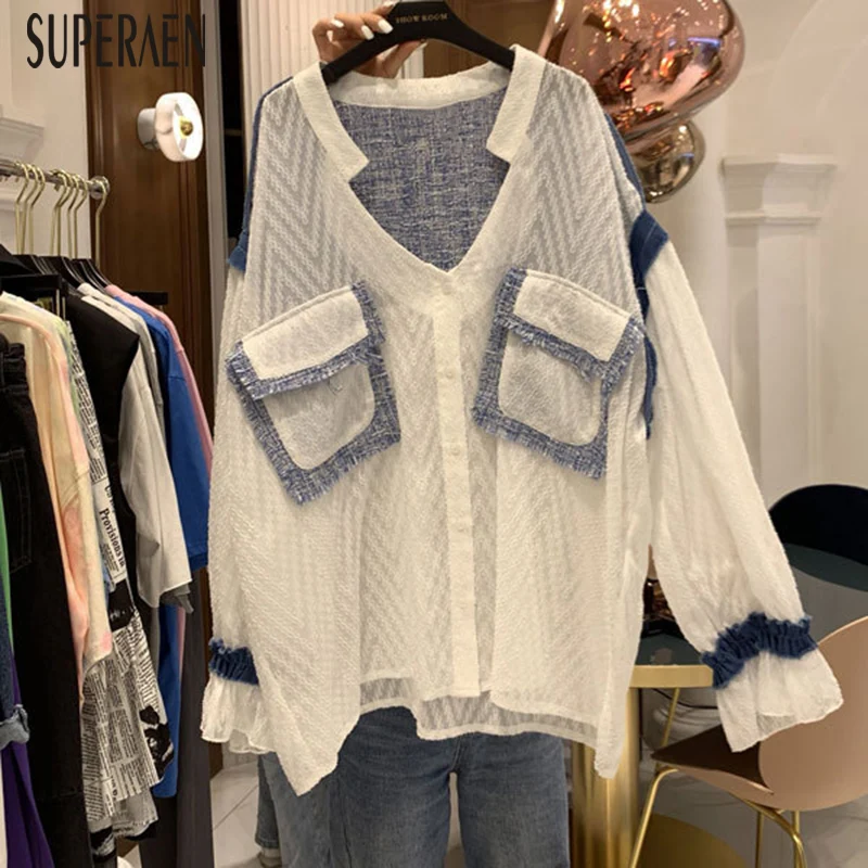  SuperAen 2019 Summer New Korean Style Women Shirt Wild Casual Fashion Fashion Blouses and Tops Fema