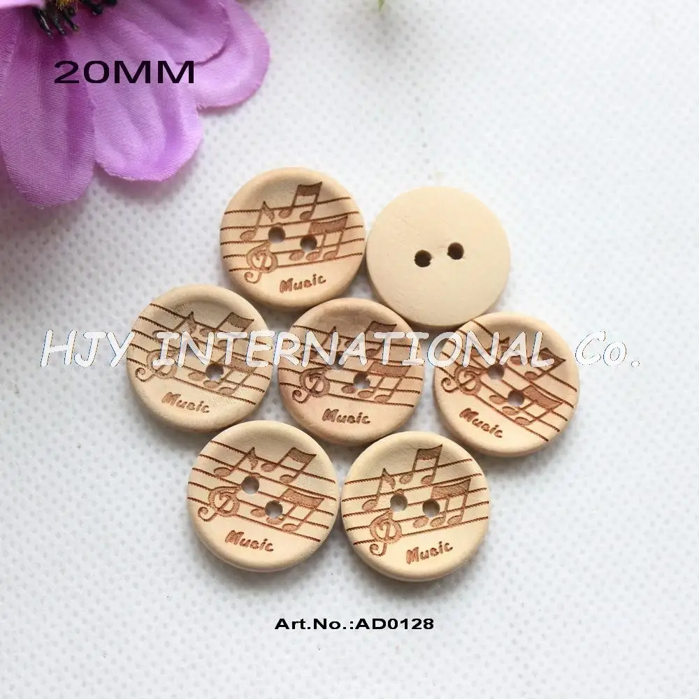 

(50pcs/lot) 20mm Music Buttons Natural Wooden Sewing Buttons 2 Holes - AD0128