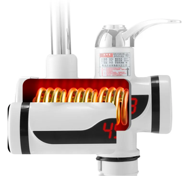 3000 Вт 220 В Электрический проточный водонагреватель мгновенный кран горячей воды нагреватель холодный нагрев кран Электрический