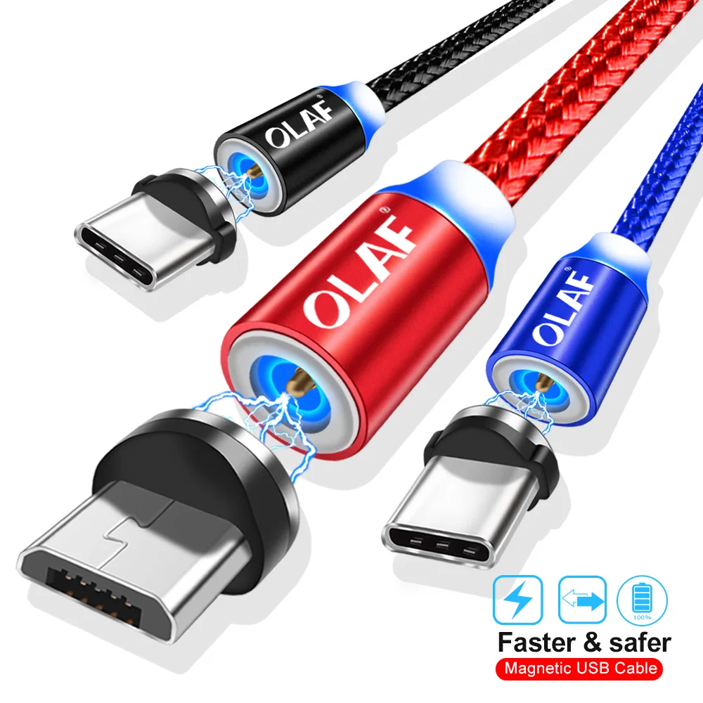 Магнитный кабель OLAF 1 м/2 м usb type C USB C магнитное зарядное устройство Быстрая Зарядка Micro USB кабель Micro-USB адаптер для мобиль