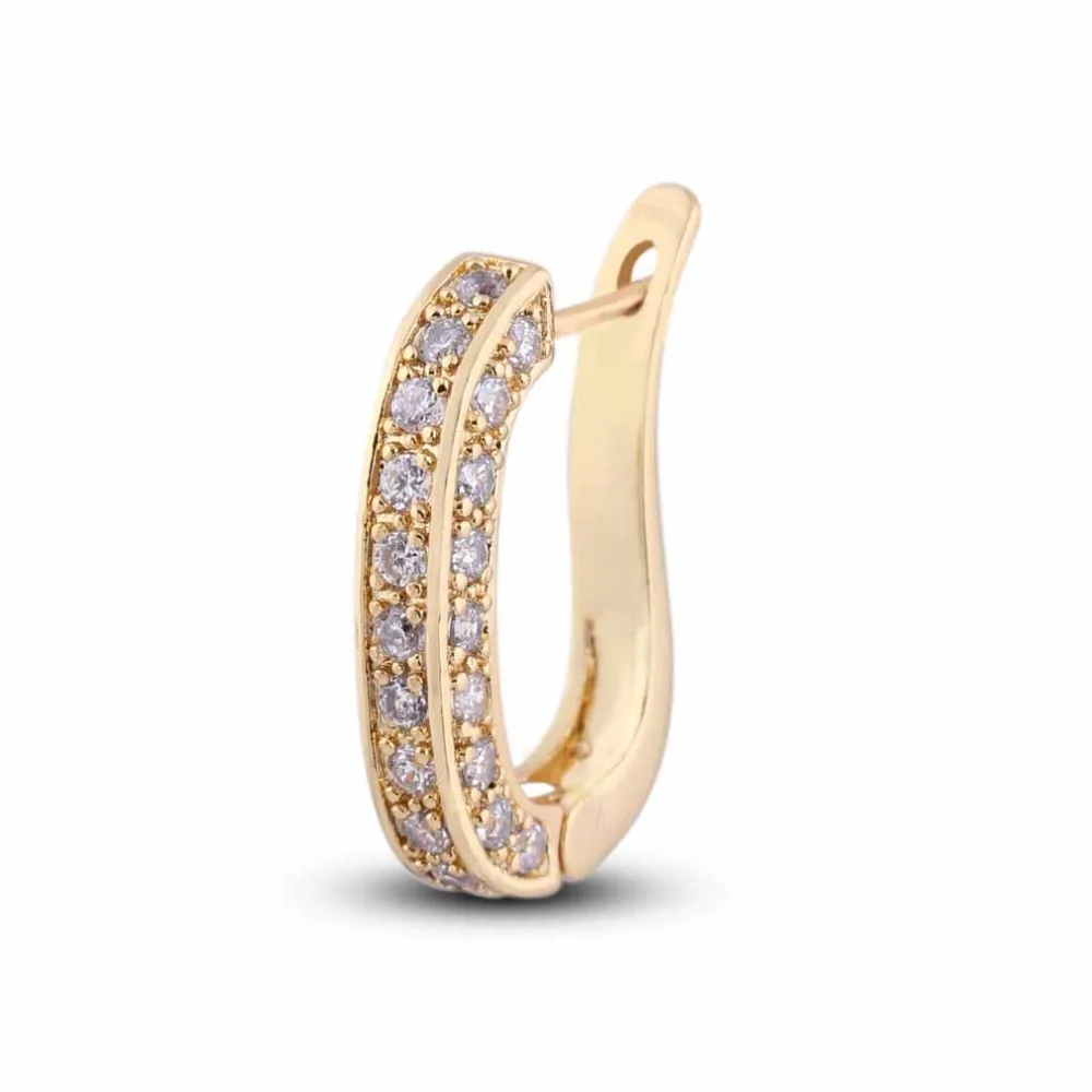 

Gold Filled Earring Smooth Gold Color Inlay Oval Sea Blue Crystal Dangle Drop Earrings Lady Jewelry