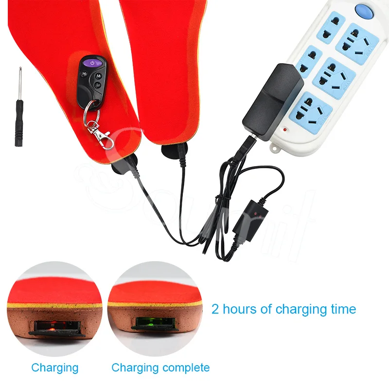 Soumit Unisex Rechargeable Heated Insole Winter USB Electric Remote Control Insoles With Chager Wireless Heated Warm Shoe Sole