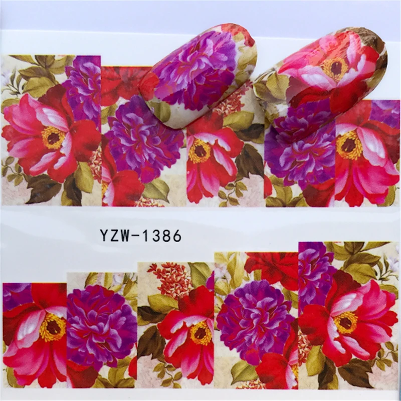 YWK 1 лист градиентный цветок серии наклейки для ногтей наклейки Цветочные/единорог клей Маникюр наклейки Шарм Дизайн ногтей украшения
