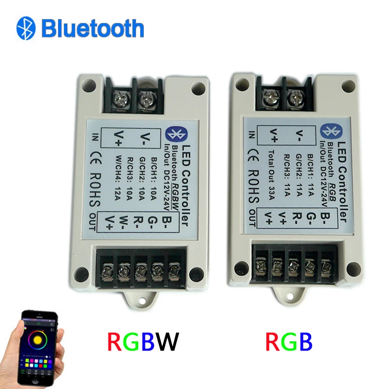 

DC 12V 24V 12A 33A/42A BT RGB/RGBW Bluetooth 4.0 Control led Controller by Wireless IOS/Android for Led Strip light