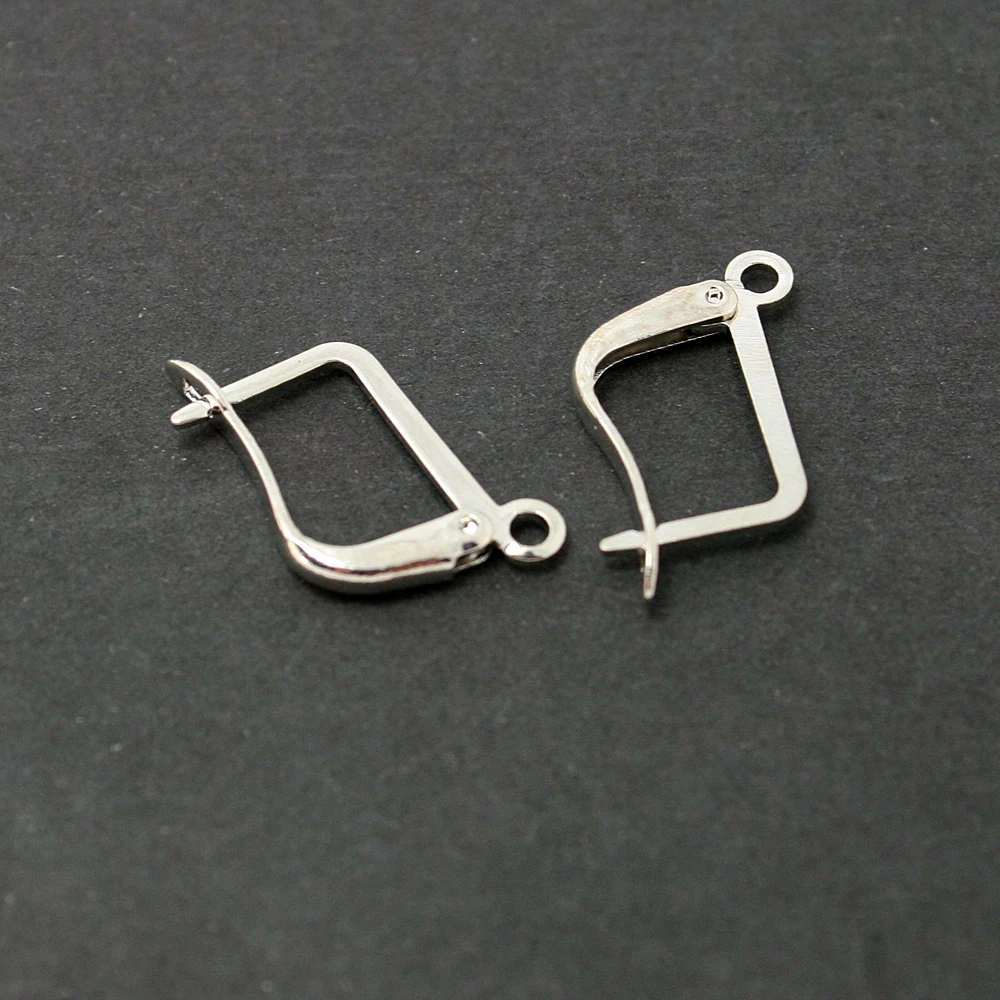 Top Selling 9*13mm White K Ear Hook Earring Findings 12pcs/lot Rhodium