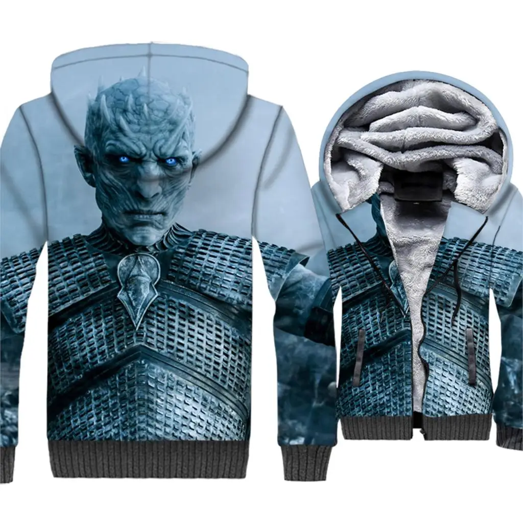

Game Of Thrones 3D Hoodies White Walkers The Night King's Dragon Printed 3D Jackets Men 2019 Winter Thick Warm Men's Sweatshirts