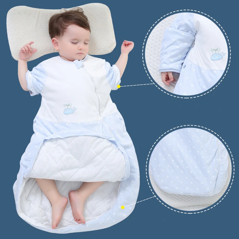 Мягкий теплый детский спальный мешок, многофункциональные съемные спальные мешки с рукавами для 6-12 месяцев, милое дышащее детское одеяло для пеленания
