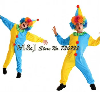 

Free shipping!!Halloween children watch lovely clown clothing Costume party clown play clothes yellow blue candy colors