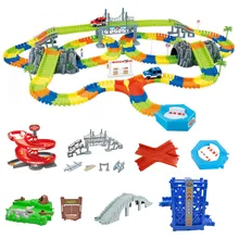 DIY гоночный трек игрушка универсальные аксессуары магическое освещение трек рампа поворот дорожный мост перекресток детские игрушки подарки