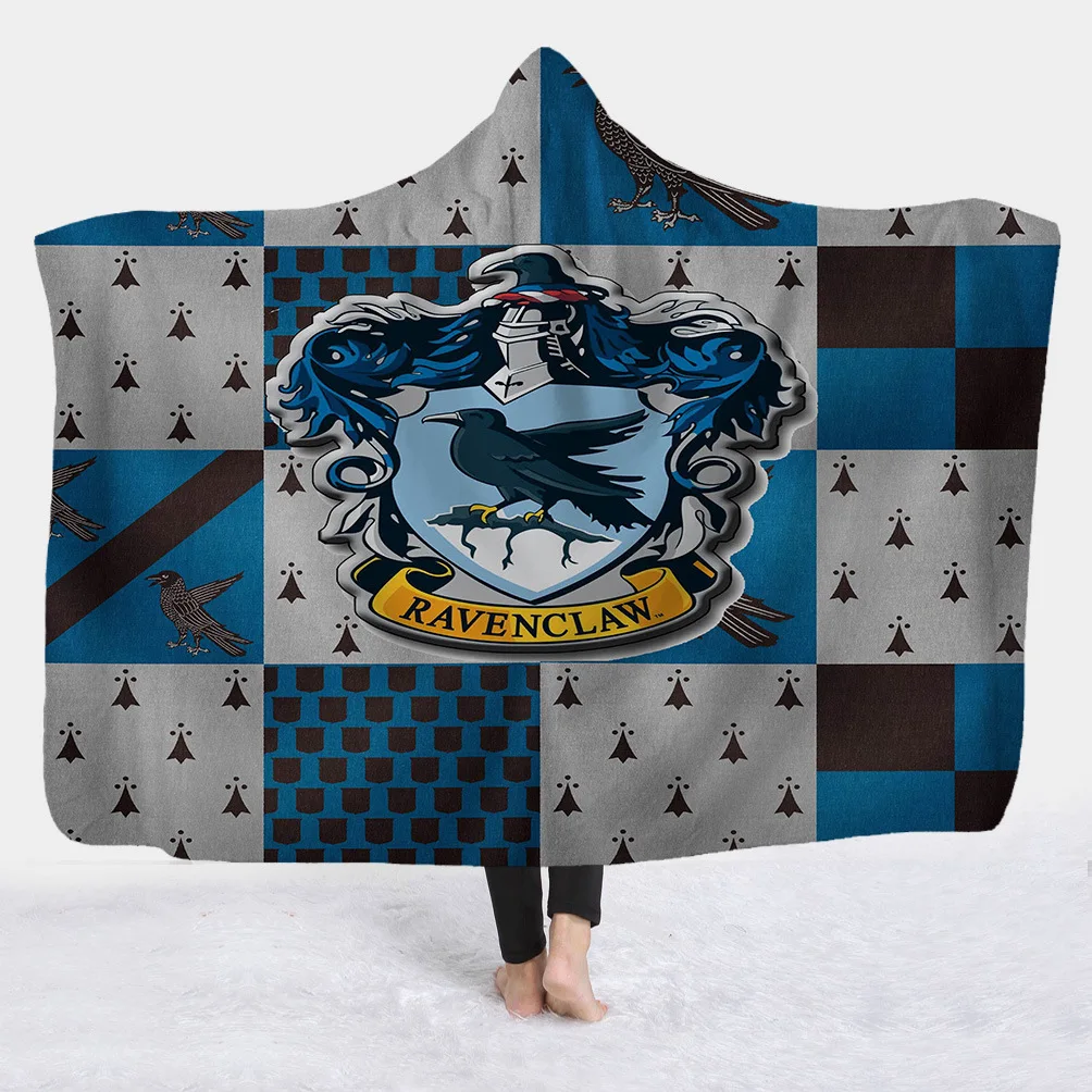 Slytherin Ravenclaw Gryffindor Hufflepuff 3D плюшевое одеяло с капюшоном для взрослых и детей, теплое, ноское, Прямая поставка - Цвет: 5