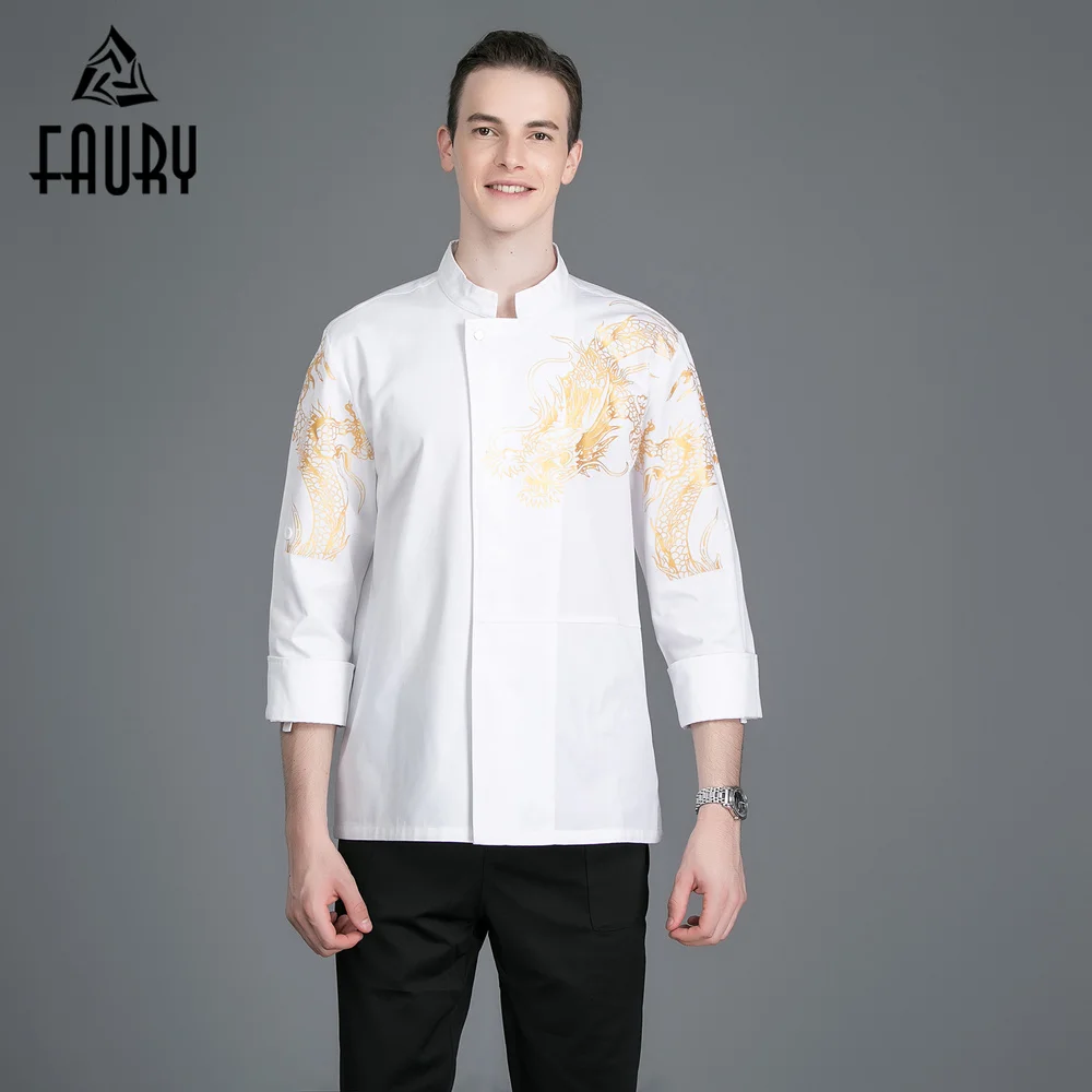 

Chef Work Uniform Single Breasted Adjustable Long Sleeve Kitchen Cooking Coat Chef Clothes Waiter Cuisine Workwear Jackets