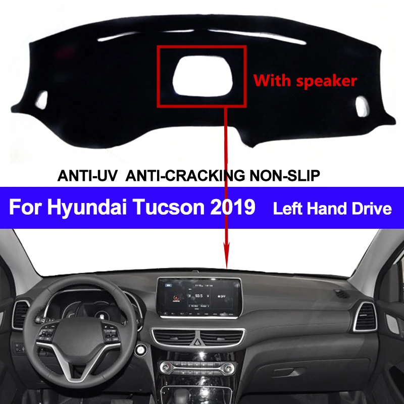 Дешевый Крышка приборной панели автомобиля для hyundai Tucson 2019 с динамик пыле Dashmat Pad LHD приборной ковер тире коврики Защита от солнца тенты