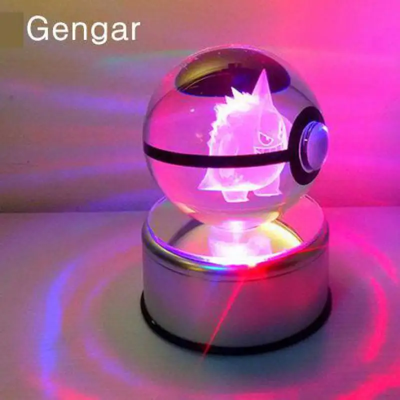 Диаметр 5 см Mewtwo стеклянная настольная лампа Pokemon, карманная Светодиодная настольная лампа Monster Mewtwo 3d светодиодный ночной Светильник - Цвет абажура: Crystal diameter 5cm