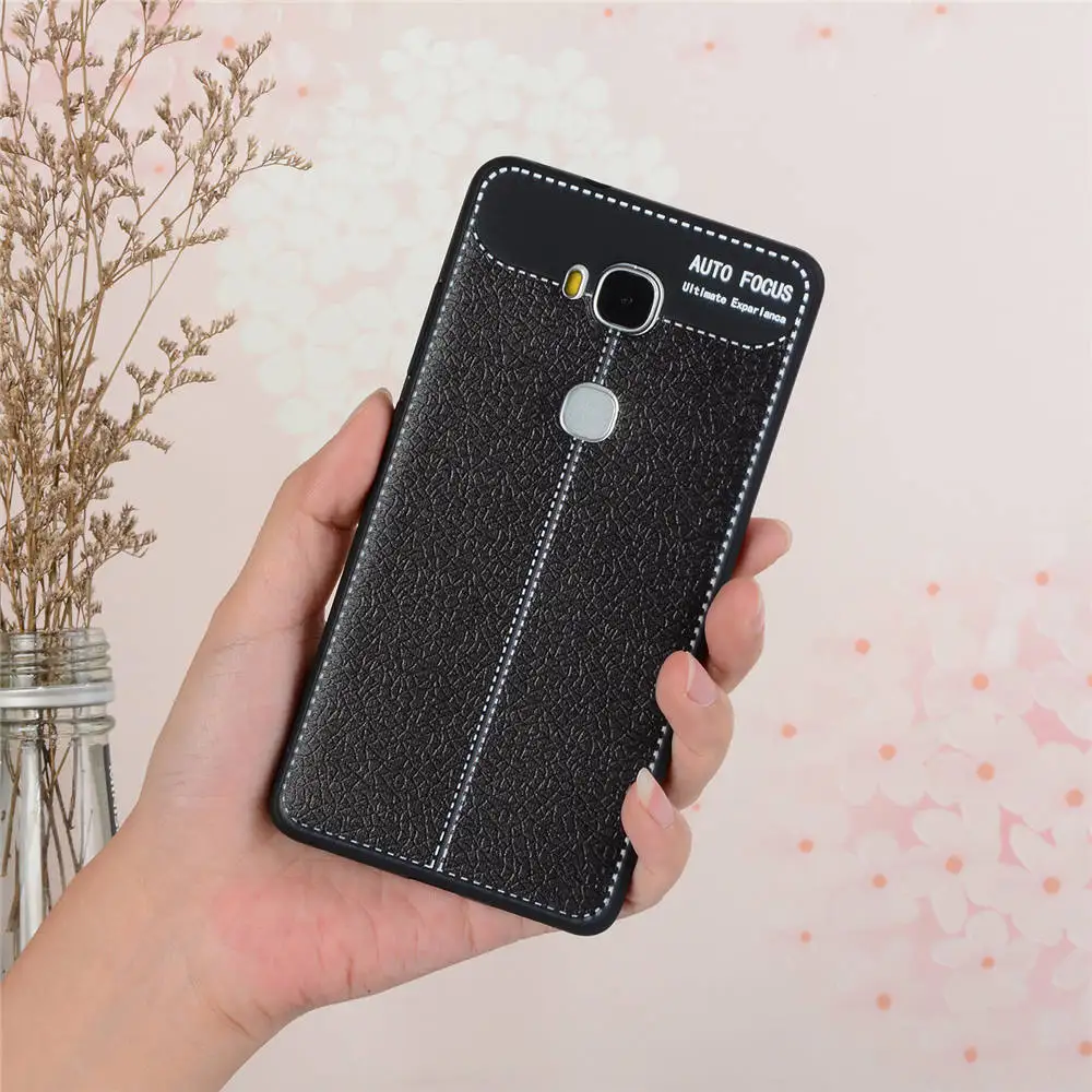 

For HUAWEI GR5 2016 Cases Litchi Leather Grain TPU Silicone Art Full Housing Back Cover For GR5 2016 Dual SIM Case Man's Women's