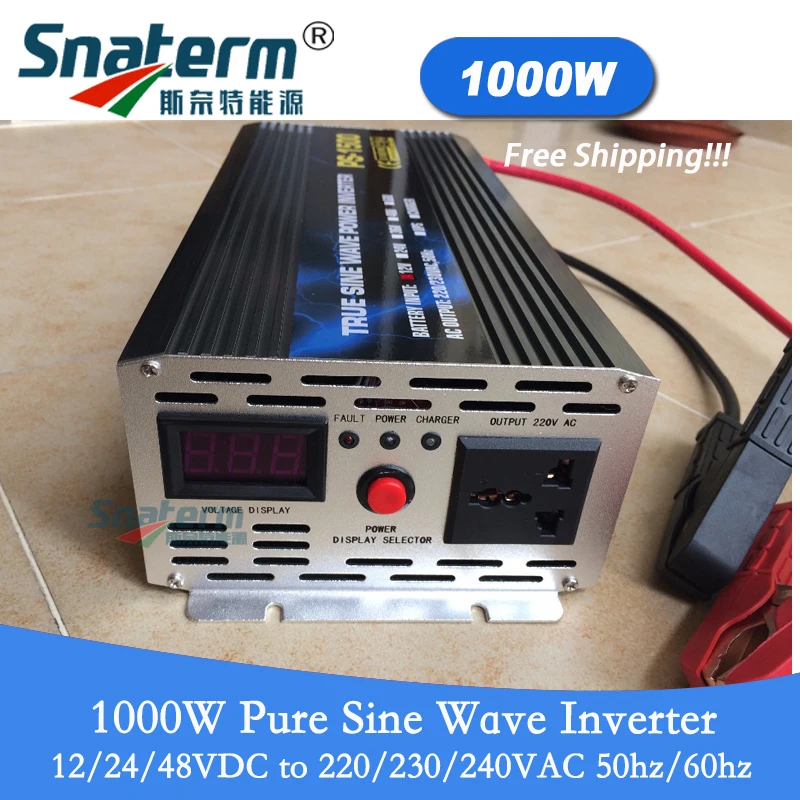 

Free Shipping 1KW Off Grid Power Inverter Pure Sine Wave 12/24/48VDC to 220/230/240VAC 50HZ 60HZ single phase Inverter