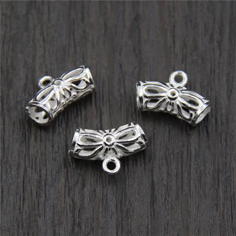 

2pcs Real 925 Sterling Silver Accessories Curved Spacer Tube Beads Suit DIY Bracelet Pendant Necklace Making Jewelry Findings