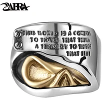 Silver 925 Ring Golden Skull Biker Ring Superior Quality Gift For Men And Boys Steampunk English Characters Fashion New Design