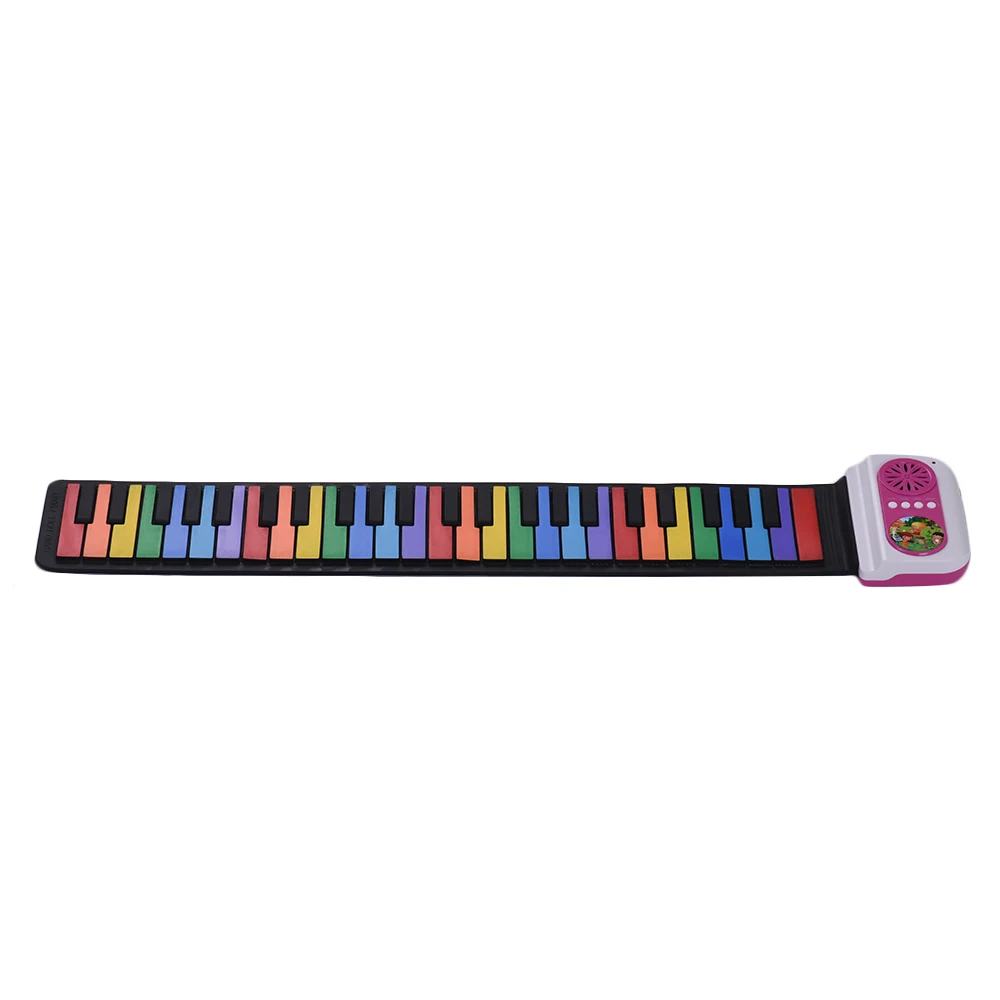 49-клавишная Портативный наматывания пианино кремния электронная клавиатура красочные ключи Встроенный динамик музыкальная игрушка для Для детей