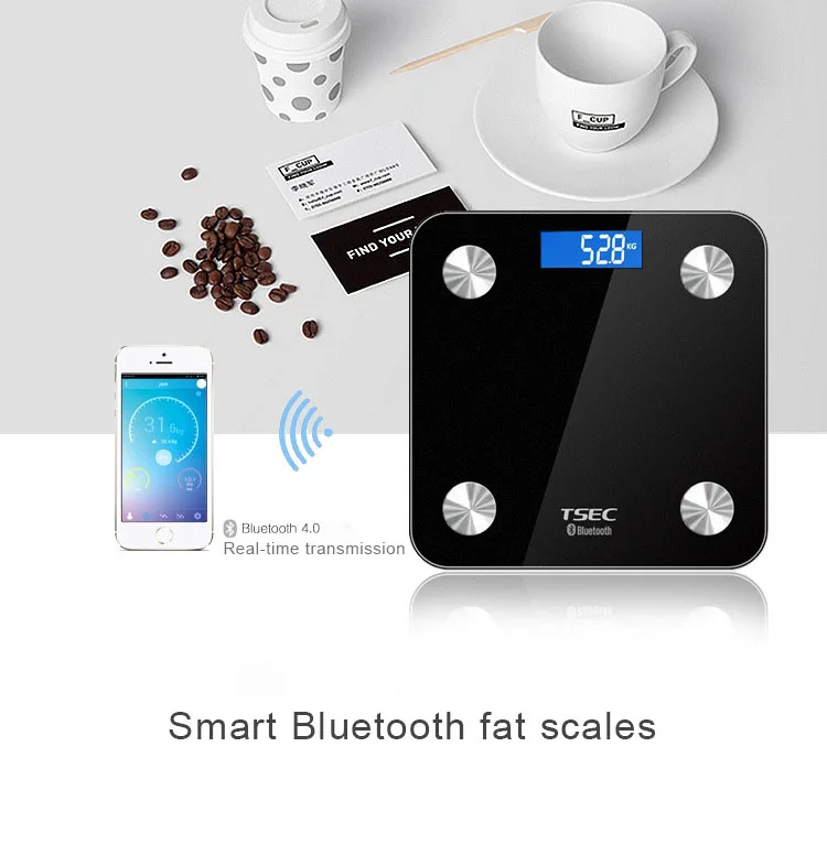 TS-8028 Bluetooth 4.0 LCD Battery Smart App Body Fat Scales Weight Data Analysis Weight Tools