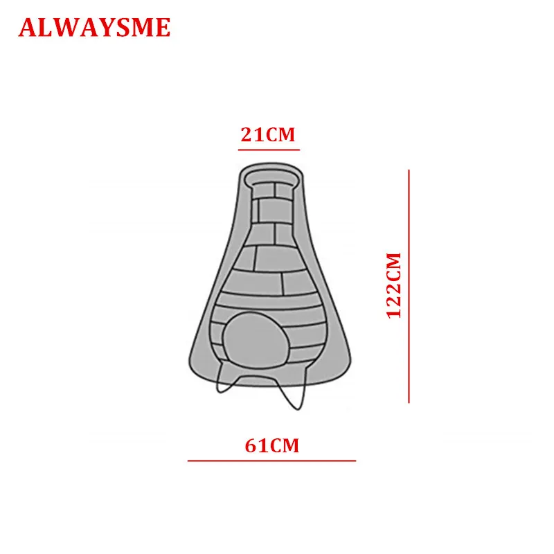 ALWAYSME термостойкий Пылезащитный Водонепроницаемый нейлон ткань Chiminea Пылезащитный колпак огонь яма крышка нагревателя защитный чехол - Цвет: Black 122X21X61CM