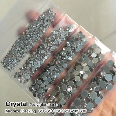 Новая упаковка 1200 шт/партия смешанные цвета исправление горный хрусталь смешанный размер SS6-SS30 кристаллы и камни для свадебного платья - Цвет: Crystal
