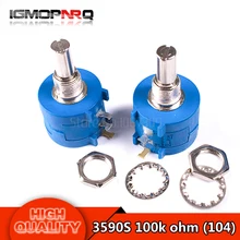 5pcs/lot 3590S 100K ohm Precision Multiturn Potentiometer 10 Ring Adjustable Resistor 3590S-2-104L