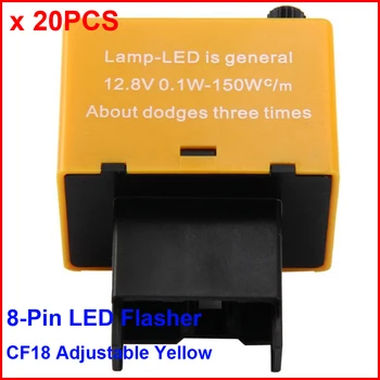 

20PCS CF18KT LED Flasher 8 Pin Adjustable Yellow Relay Module Fix Auto Turn Signal Error Flashing Blinker 81980-50030 06650 150W