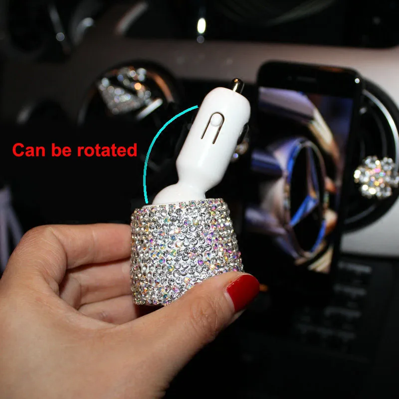 Crystal-Rhinestones-Quick-Charge-3.1-Car-Charger-for-Mobile-Phone-Dual-Usb-Rotate-Fast-Charging-4