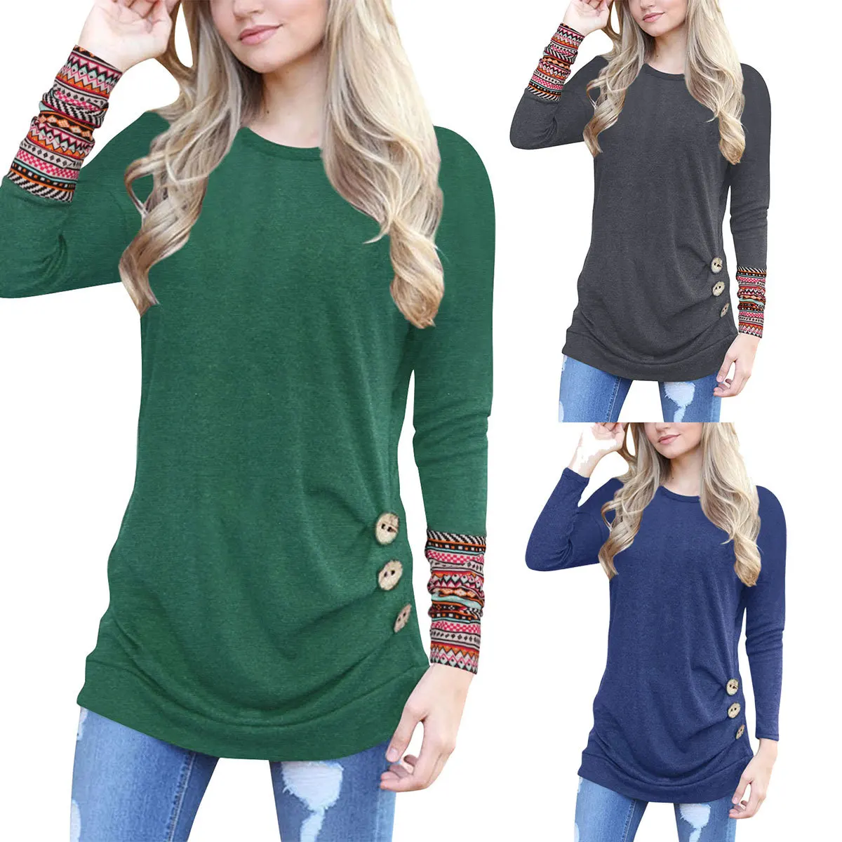2019 Spring Autumn Tee Shirt Women Long Sleeve O Neck T