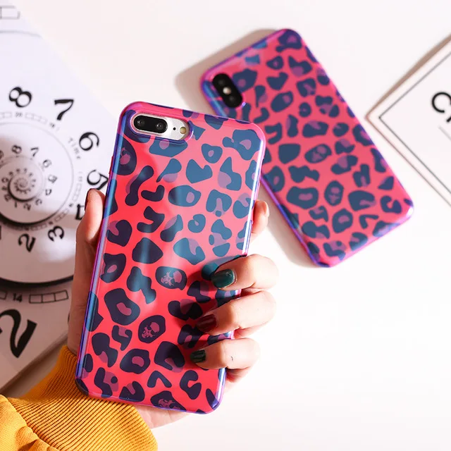 

Fashion Leopard mirror phone case For iphone X 7 7Plus 8 8plus Shiny Soft silicon case for iphone 6 6s 6plus back cover