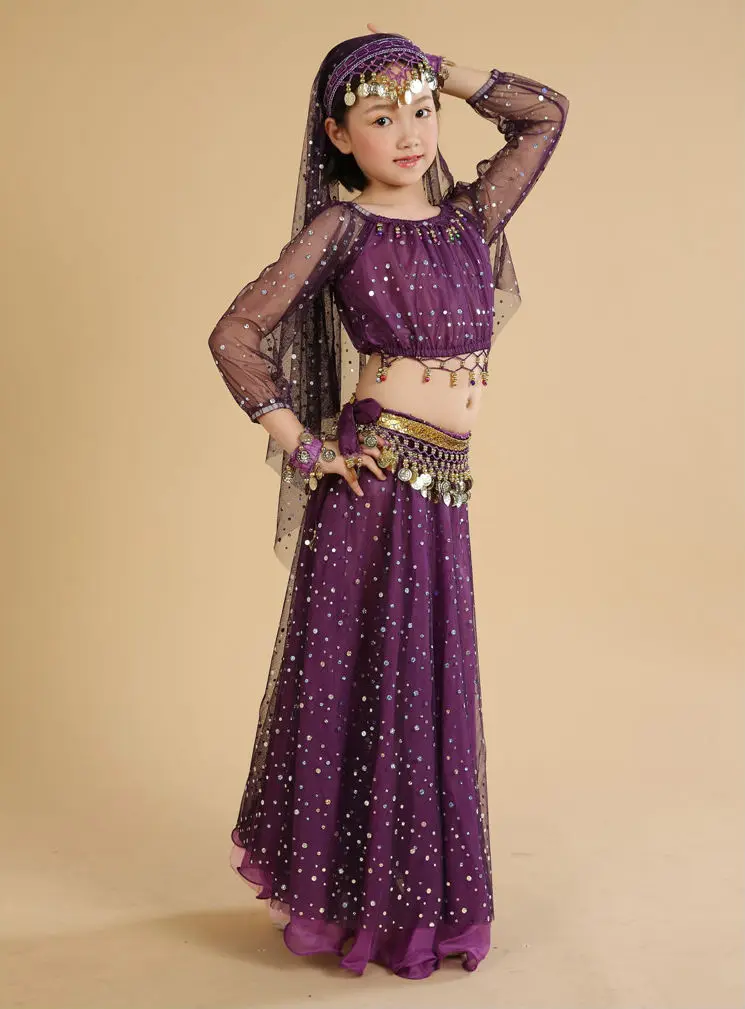 5 шт. Детские костюмы для танца живота для девочек Детские костюмы для восточных танцев для девочек индийская танцевальная одежда для выступлений Болливуда