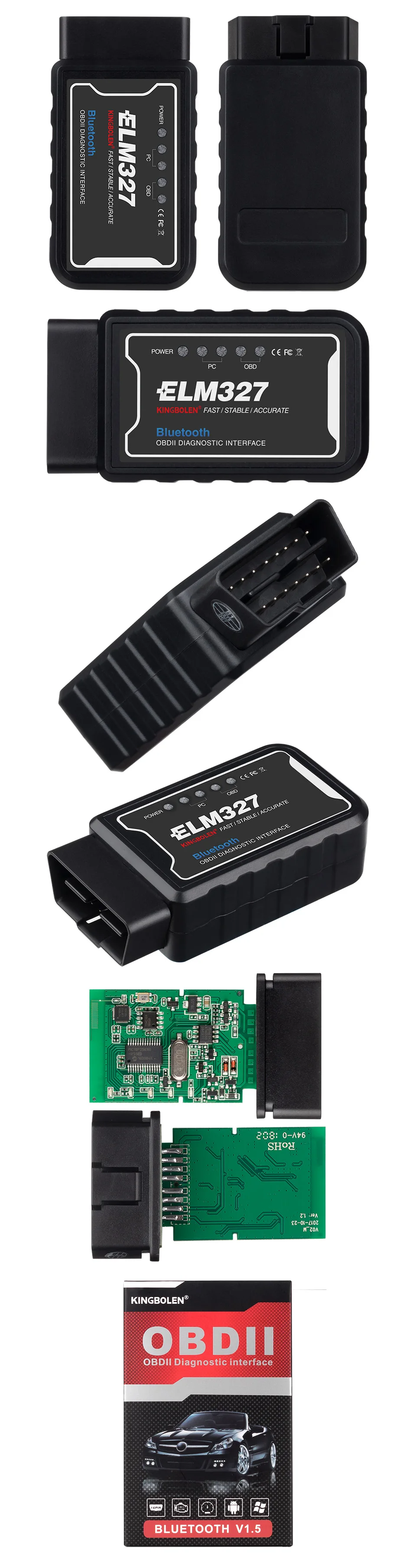 ELM327 OBD2 Bluetooth/WI-FI V1.5 автомобильный диагностический инструмент ELM 327 OBD II чип сканера PIC18F25K80 работы Android/IOS/Windows 12V дизельное топливо