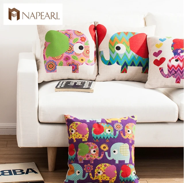 

Decorative pattern circle fresh small pillow cute cartoon cushion sofa fluid pillow linen animal throw pillows
