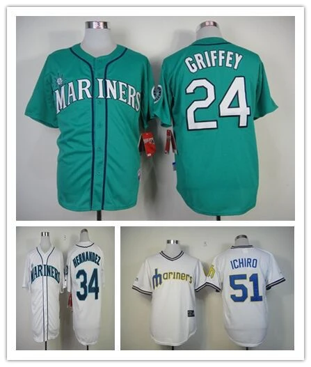 Seattle Mariners throwback jerseys 24 Ken Griffey jersey Retro 34 Felix  Hernandez jersey 51 Ichiro Suzuki baseball jerseys M-3XL - AliExpress