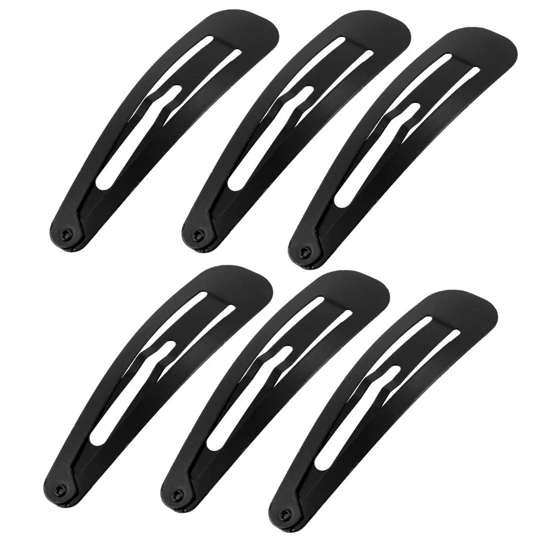 

HHFF Women Black Metal Bow Prong Snap Hair Clips Barrettes 3 Pairs