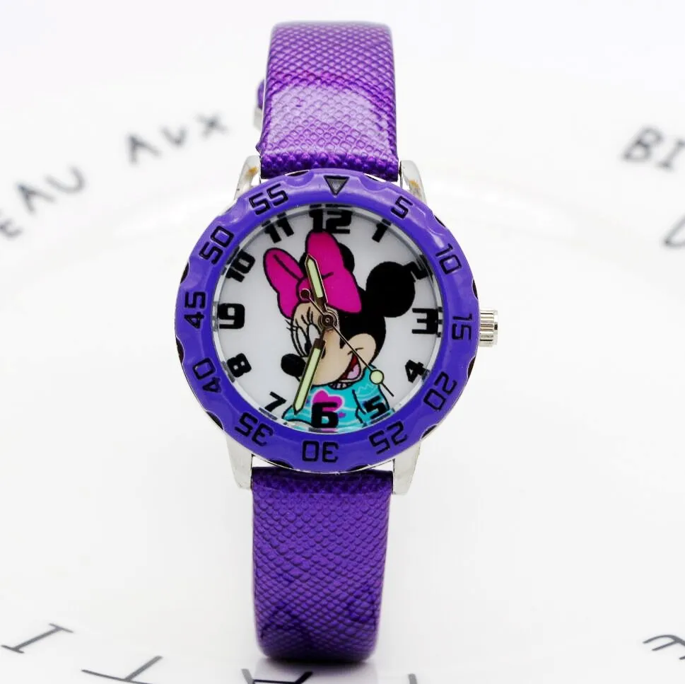 Новый Красочный Минни милый дизайн аналоговый ремешок для девочек Дети дамы часы наручные часы студентов relogio Montres коль saati