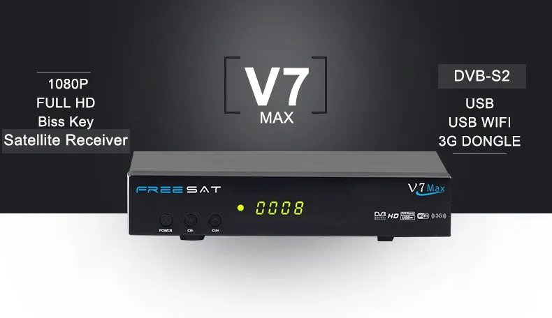 freesat V7 Max Спутниковый ресивер в комплекте 1 шт. USB WI-FI 1080 P Full HD DVB-S2 Поддержка CCcam Newcam youtube Youporn