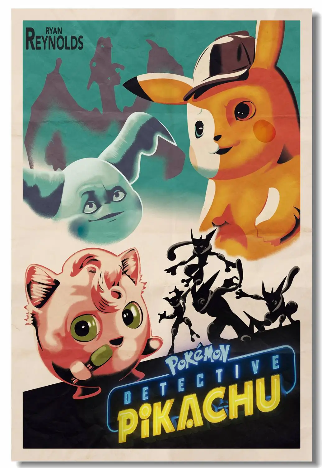 Us 5 35 33 Off Custom Printing Wall Arts Charizard Jigglypuff Poster Pokemon Detective Pikachu Sticker Cartoon Wallpaper Room Decoration 0934 In