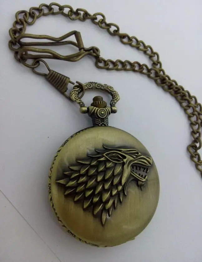 

Retro Bronze Wolf Design Quartz Pocket Watch Men Women Chain Fob Clock Gift Antique reloj bolsillo DES53