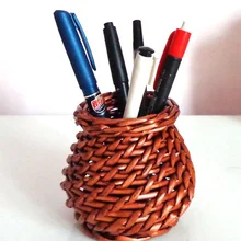Горячая Распродажа, креативная мода, плетеная щетка, горшок, высококачественный ротанг, плетение, ручка, держатель, восстановление, круглая ручка, бочки, офисные канцелярские принадлежности