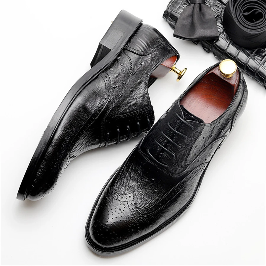 

Genuine cow leather brogue business Wedding shoes men casual flats shoes vintage handmade sneaker oxford shoes for men black