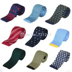 Men Knitted Skinny Ties Casual Woven Polyester Neckties for men Fashion Striped Mans Tie for wedding Free Shipping