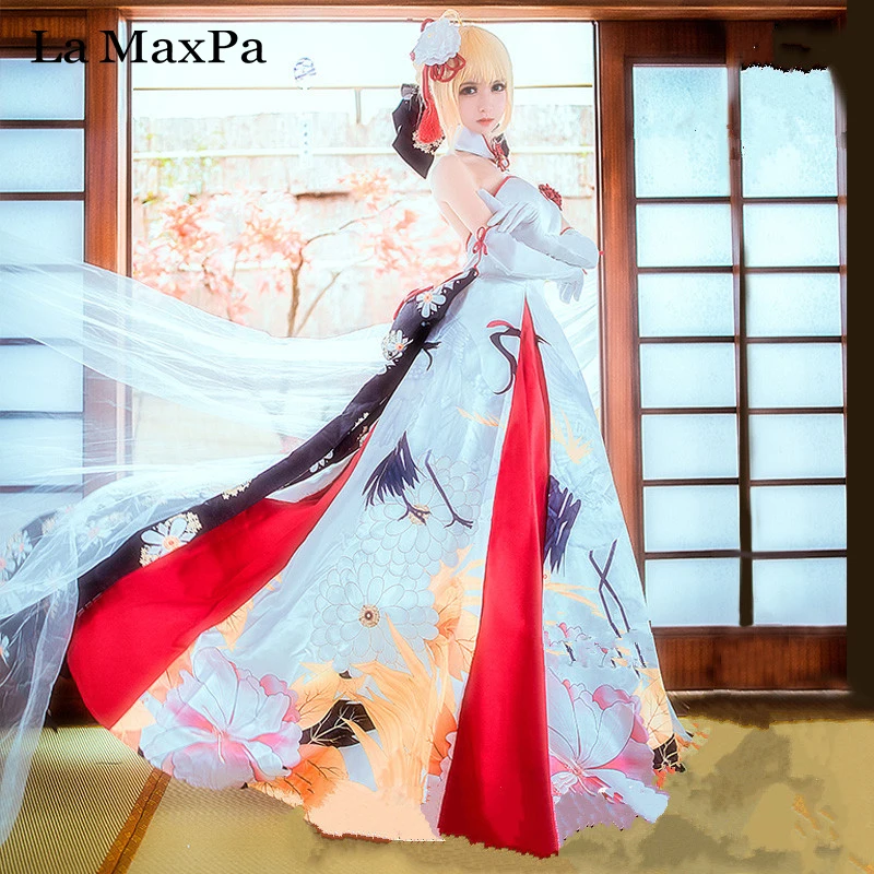 La MaxPa Fate FGO saber king Saber wedding dress awakening cosplay
