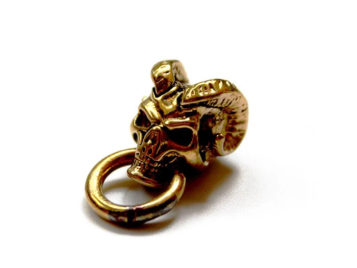 Brass Rams Skull Skeleton Edc Key Chain Pendant Zip Head Pendant Edc