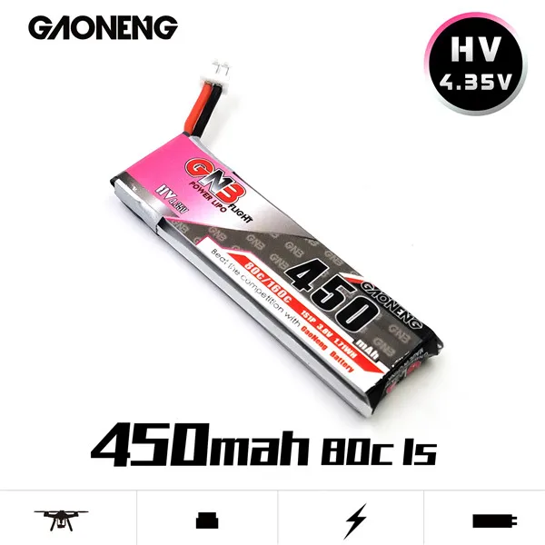 3/5/10 шт GAONENG GNB 4,35 V 450mAh 1S 80C HV Батарея PH2.0 Plug белый разъем для E010 M80S Tiny7 модели RC