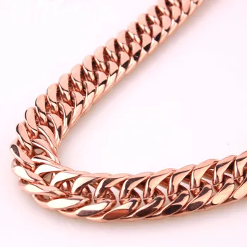 

Mens Stainless Steel Jewelry 11mm 13mm 16mm Wide Double Curb Cuban Link Chain 7-40 Inches Rose Gold Color Necklace Or Bracelet