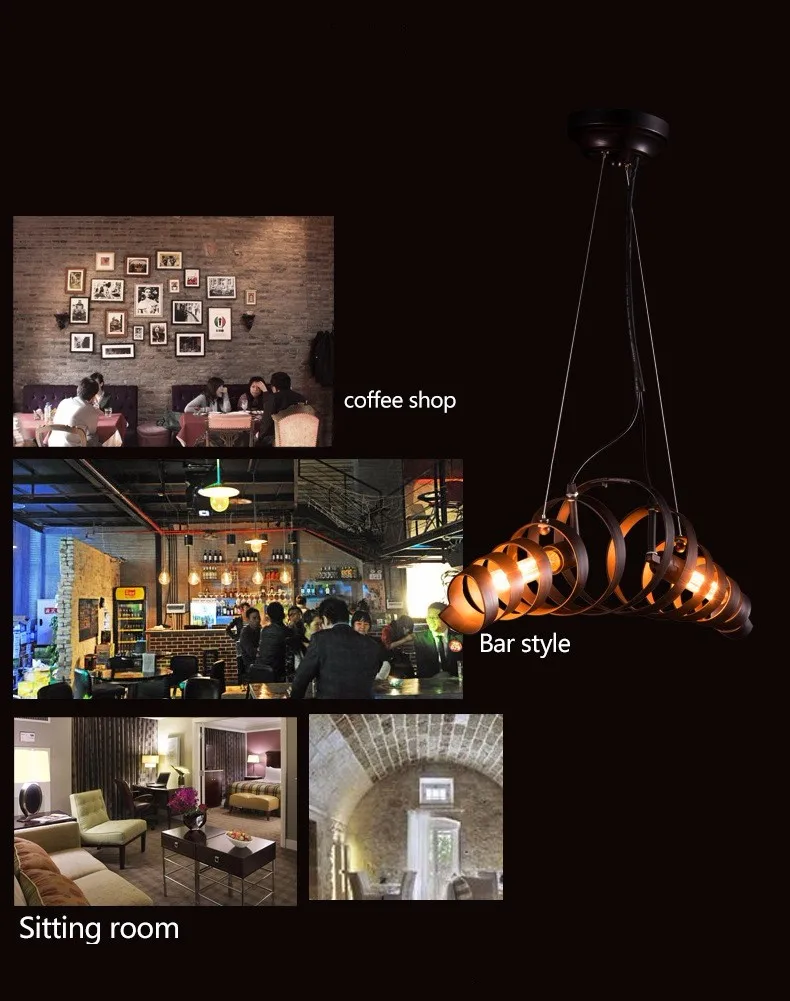 Подвесные светильники lukloy, промышленный винтажный железный подвесной светильник, ретро спиральный светильник для бара, кафе, офиса, Декор