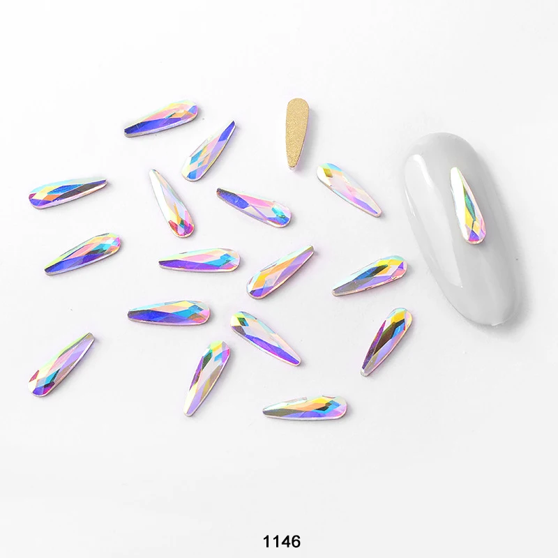 10 шт стекающие блестящие стеклянные стразы для дизайна ногтей с плоским дном модный дизайн 3D маникюрный набор для украшения ногтей Стразы NDT