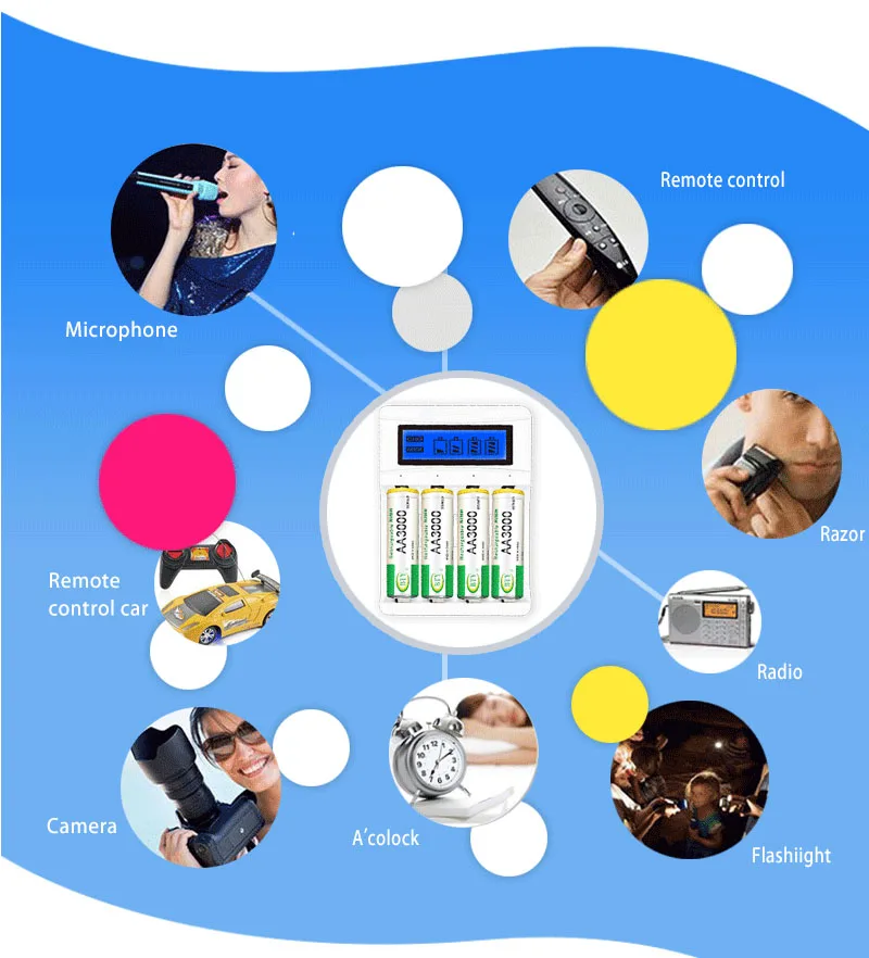 AA/AAA зарядное устройство* 5 шт. ЖК-дисплей Интеллектуальный для AA/AAA NiCd NiMh аккумуляторная батарея с 20 батареями AA